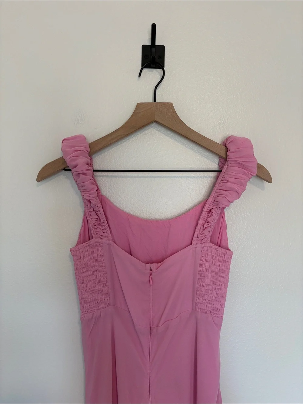 Abercrombie & Fitch Ruched Strap Scoop Crepe Sheath Maxi Dress Pink Medium